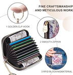APHISON RFID Credit Card Holder Wallets for Women Leather Zipper Card Case for Ladies Keychain Wallet