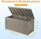 Decksplore Outdoor Storage Box Waterproof, 200 Gallon Lockable Resin Large Deck Box, Patio Storage Bin for Pool Accessories Cushion Furniture, Garden Tools, UV-Resistant Outside Delivery, Grey