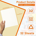 Guakicae 32 Sheets Cream Cardstock 8.5 x 11 Off White Paper, 80lb Thick Ivory Paper Card Stock for DIY Card Making, Wedding Invitations, Thank You Cards, Business Cards, Menus