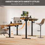 Kingant 63 x 30 Inch Electric Standing Desk with 4 Drawers, Adjustable Height Computer Desk for Home Office, Large Workstation Sit Stand Up Desk with Built-in USB A/C Charging Ports, Rustic Brown