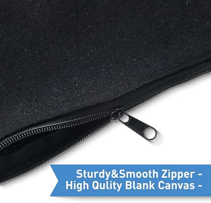 Reginary 80 Pack Canvas Zipper Makeup Bags Bulk Pencil Pouches Blank DIY Craft Canvas Cosmetic Bag Pouch with Zipper for Makeup Cosmetic Toiletry Stationary Storage(All Black)