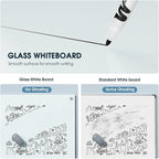 MaxGear Glass Whiteboard, Tempered Magnetic Dry Erase Board, Frameless Wall Mounted, Office Classroom Conference Room Home Use, Includes Markers, Eraser, Magnets & Mounting Kit