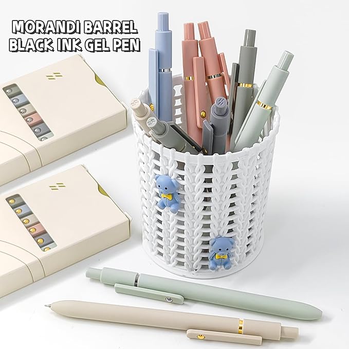 12 Pcs Gel Pens 0.5mm Quick Dry Black Ink Pens Fine Point Smooth Writing Pens, Cute Office and School Supplies Gifts for Women Teacher Students (12 Pcs Morandi Gold and Silver)