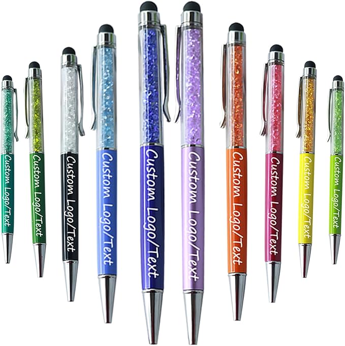 Yucold Customized Pens with Name/Logo - Touch Screen Stylus Ballpoint Pen, Perfect for Weddings, Business & Personalized Gifts (Multicolor,300)