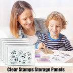 BROTOSPAC 24 PCS Clear Stamps Storage Panels,Resealable Die Cut Storage Bag, White Plastic Stamps Organizer Panels, Clear Stamp Organizer Set for Die Cutting and Decorative (24)