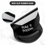 ITNRSIIET Ergonomic Mouse Pad with Gel Wrist Support Small Wrist Rest Smooth Surface Non-Slip PU Base Comfortable Office Supplies Pain Relief, 8.7 x 7.2 inches, Inspirational Quote Black