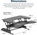 Vari VariDesk Pro Plus 36 - Adjustable Desk Converter with 11 Height Settings - Laptop Sit Stand Desk Riser for Home Office, Table Tops, Workspace - Fully Assembled with Spring Loaded Lift - Black