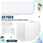 Zhehao 36 Pcs Privacy Boards for Student Desks Bright Colored Classroom Desk Divider Trifold Table Panel Privacy Folders Screen Partition for School Teacher Student Study Test Home