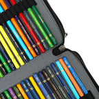 Vomgomfom Colored Pencil Case - 200 Slots Holder With Zipper Closure, Twill Fabric Large Capacity for Watercolor Pens or Markers, Organizer for Artist (Black)