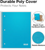 Dunwell Graph Paper Notebook 8.5 x 11 (Blue) Plastic Cover, 100 Sheets (200 Pages), 4x4 Squares, 1 Subject Graph Paper Spiral Notebook, 1/4" Grid, Pocket Divider, Easy Tear-Off, 3-Hole Punched