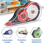 JEFURE 4 Pcs Colorful Correction Tape, 39.4 Ft White Wrong Out Tear-Resistant Bulk, Instant Corrections Easy To Use Applicator for School, Office, Note Taking, Journal (Tape Width 0.2 in, Clear)