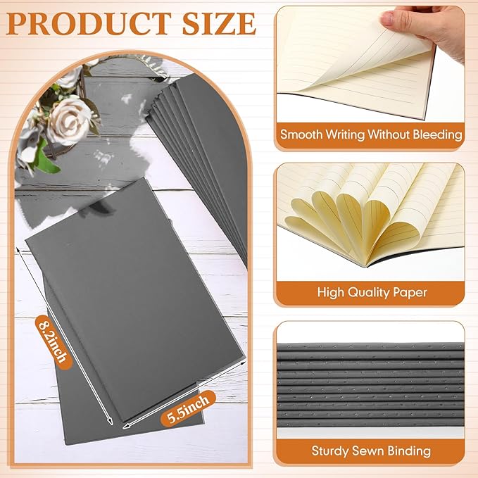 100 Pcs Kraft Notebook Journals 5.5 Inch x 8.3 Inch A5 Softcover Notebooks Bulk for Writing Sketch Office Notepad with 60 Pages 30 Sheets (Multicolor,Lined)(Grey,Lined)