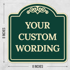 Custom Decorative Sign, Personalized Metal Sign for Business, Driveway, Home, Airbnb, Office Door Plaque,Green Background Sign, 8x8 Inches, ACM, Fade Resistant, Made in USA by Sigo Signs