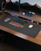 Leather Desk Pad Protector, Large Mouse Pad and Non-Slip Desk Cover, Waterproof PU Leather Blotter Mat for Office and Home (Dark Grey, 36" x 17")