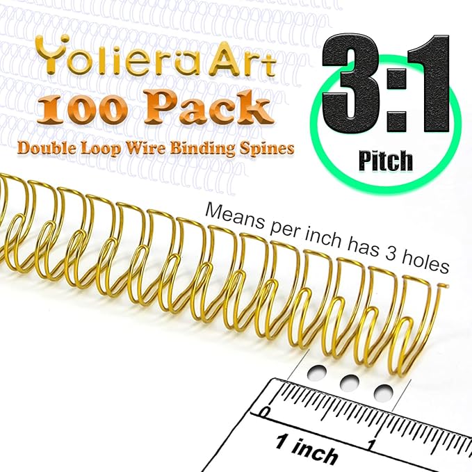 100 Pack Double Loop Wire Binding Spines, YolieraArt Wire Binding Spines, 7/16 Inch Binding Wire for Letter Size (80 Sheet Capacity, 100P, 3:1 Pitch, Red)