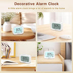 Geevon Small Travel Alarm Clock, Digital Alarm Clocks for Bedrooms Home Office, Battery Operated Desk Clock with 3 Inch Large Display, 2 Alarms, 5s Backlight, Snooze, Indoor Temperature, White