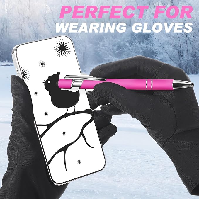 Tenare 12 Pieces 2 in 1 Stylus Metal Ballpoint Pen with Stylus Tip, 1.0 mm Black Ink Ballpoint Pen for Touch Screens(Light Color)