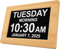 American Lifetime New 2026 Dementia Clock Large Digital Clock for Seniors, Alzeimer Clock Large Display with Custom Alarms, Clock with Day & Date for Elderly, Digital Calendar Premium Light Wood