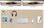 Boutilon Leather Desk Pad Protector,Non-Slip Mouse Pad,Laptop Desk Pad,Office Mouse Mat,Waterproof Leather Desk Blotter,Desk Writing Pad for Office and Home (XXXL-Beige,47"x 24")