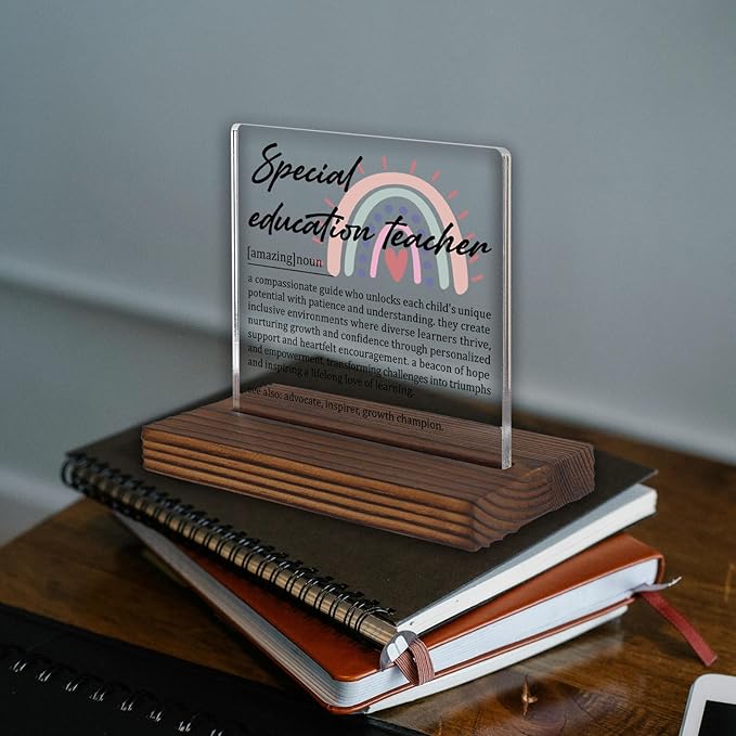 Special Education Teacher Gifts, Thank You Desk Sign for SPED Instructors, Appreciation Plaque for Inclusive Education Advocates, Rainbow Office Decor Recognition PA039