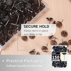 150 PCS Flat Black Push Pins for Wall Clear Thumb Tacks for Walls Flat thumbtacks Push pin for Bulletin Board Shadow Box Display Thumbtack for Cork Board