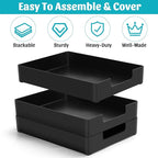 AZFUNN Letter-Size Tray Desk Letter Tray Paper Tray, Sturdy Heavy-Duty Plastic Printer Paper Tray, Single-Tier Stackable File Storage Organizer for Office Home (2, Black)