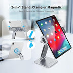 AboveTEK 2-in-1 Phone & iPad Stand, Magnetic iPad Stand with Clamp, Aluminum Tablet Holder for Desk, 360 Rotation, Suction Base, Professional for Office, Fit for Phones & 9.7–13" Tablets, Gift for Him