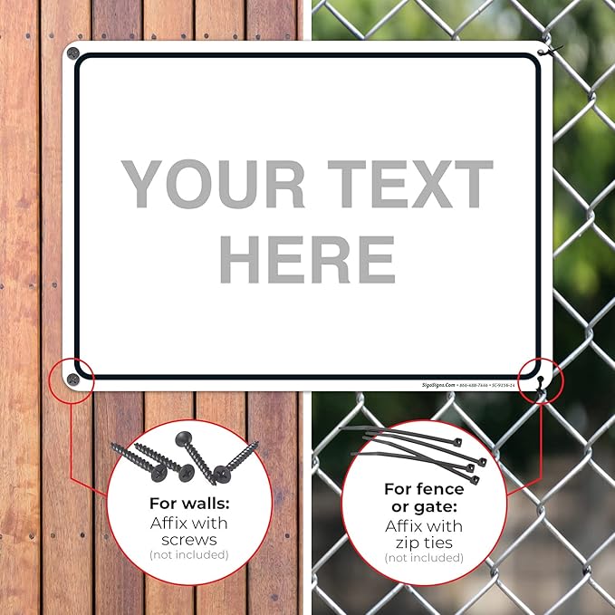 Custom Sign, Personalized Metal Signs, Customize for Office, Business, Home, Workplace, Airbnb, Delivery Signs, 10x14 Inches, Rust Free .040 Aluminum, Fade Resistant, Made in USA by Sigo Signs