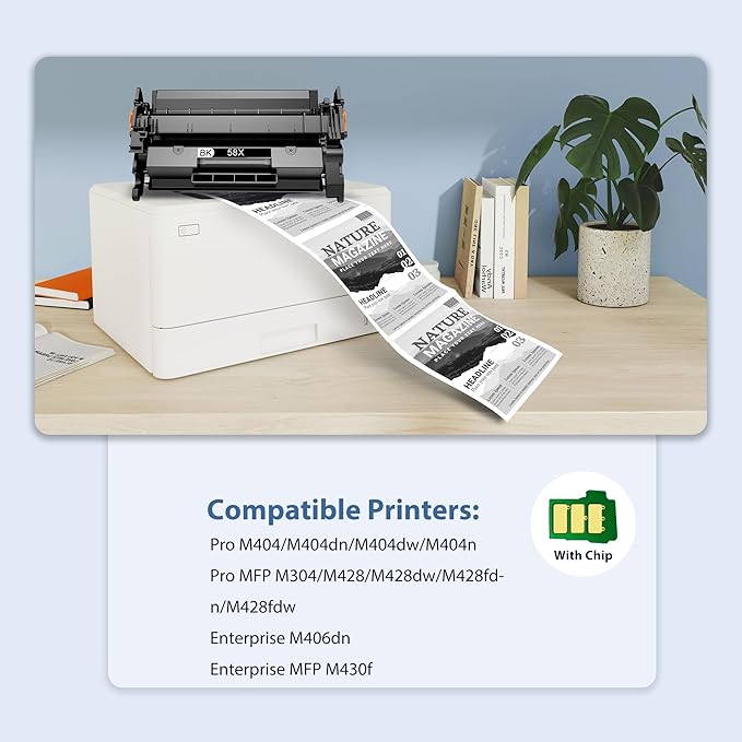 58X CF258X Toner Cartridges 2 Black Compatible for HP-58X CF258X 58A CF258A High Yield Toner Cartridge Work with Laser Jet Pro M404n M404dn M404dw M304 MFP M428dw fdn fdw Enter Prise M406dn MFP M430f