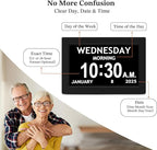 10.1'' Digital Clock, 1280*800p HD Extra Large Display, Digital Clock With Date, Time, Day Of Week, 10 Reminders & 6 Alarms, Auto Dimming & DST, Remote Control, Dementia Clock For Seniors, Black