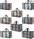 PWRSC Heavy Duty 93L (24.5 Gallon) Stackable Storage Bins with Fully Openable Lids,Moving Bags Heavy Duty, Clear Plastic Totes for Moving Storage, Home Organization, Christmas Decorations 8 pack