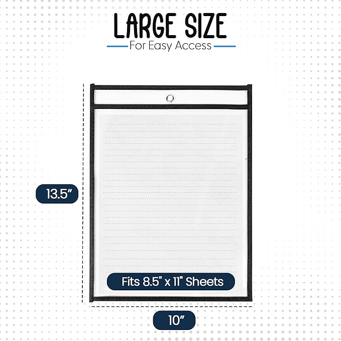 Essex Wares - 4 Pack, Black, Job Ticket Holders, 10" Wide x 13.5" Tall - Clear Plastic Shop Ticket Holders - Easy to Use, Reusable & Easy Erase Plastic Invoice Holders, Water-Resistant & Durable