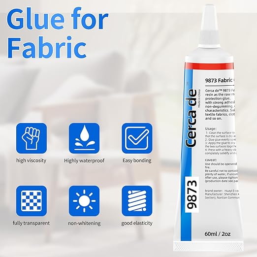 Cerca de Fabric Glue，Mighty mend Liquid Stitch Fabric Adhesive，Permanent，Clear，Strong, Waterproof for Repair and Patches, Clothes, Clothing Bonding 2oz。