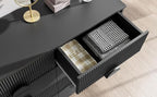 LGHM Fluted Dresser for Bedroom with 8 Drawers, Modern 8 Drawers Dressers with Semi-Cylindrical, Chest of Drawers Closet Organizers and Storage Clothes, 43" Tall Dresser with Bold Steel Frame, Black