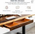 Standing Desk with Drawer – Walnut Solid Wood Desk, Natural Live Edge, Adjustable Height Dual Motor, Sit Stand for Home Office (White, W48 x D27)