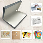 Golden State Art, Archival Folio Storage Box 11x17, Clamshell Design with Metal Edge, Preserve And Store Photos Documents Cards Prints Arts Crafts DIY, Gray