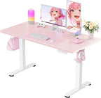 ErGear Height Adjustable Electric Standing Desk, 48 x 24 Inches Sit Stand up Desk, Memory Computer Home Office Desk with Pink Carbon Fiber Color Table Top Splice Board (Pink)