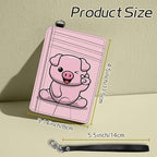 BWEGRHE Small Travel Wallets, Pink Pig Slim Minimalist Front Pocket Wallet with Wristlet, RFID Blocking PU Leather Credit Card Holder with ID Window Change Purse for Men Women