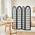 Asnefeli Room Divider 4 Panel, Japanese Shoji Privacy Screen for Bedroom Home Office Separation, Folding Wood Partition Wall, 5.6 Ft Black Decor