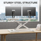 JOY worker Standing Desk Converter, 32" Wide Height Adjustable Sit Stand Up Desk Riser with Keyboard Tray, Desktop Workstation Riser for Home Office Computer Laptop, Particle Board, White