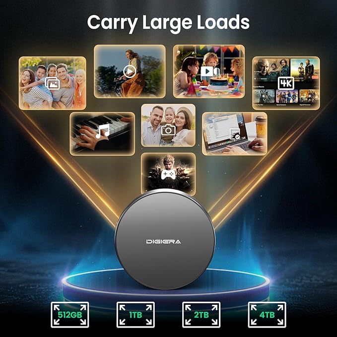 512GB Magnetic Portable SSD, External Solid State Drives with USB-C 3.2 Gen 2x2, Speed Up to 2000MB/s, Compact & Durable, Compatible with iPhone 15/16 Series and Other USB-C Devices, Grey