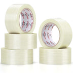 Ealyder Tape 5 Pack Transparent Reinforced Fiberglass Tape – 2 Inch x 30 Yards, 5.5 Mil Filament Strapping Tape, Adhesive Heavy Duty