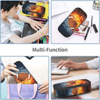 American Football Ball Themed Pencil Case Big Capacity Storage Pencil Pouch Stationery Bags With Zipper Portable Pen Holder Box Organizer For Boys Girls Teens Student College School Office Supplies