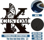 Personalized Custom Letter Name metal Signs,Custom Black Letter Monogram Wall Art Decor,Metal Signs Plaques Outdoor wall Decorative Signage (K)