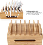 Leapiture Charging Station Organizer, Multiple Devices Charging Station Wood Cell Phone Dock Portable Tablet Computer Organizer Storage Box for Home Office