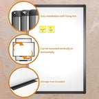 VIZ-PRO Magnetic Dry Erase White Board, 48 X 36 Inches, Black Aluminium Frame