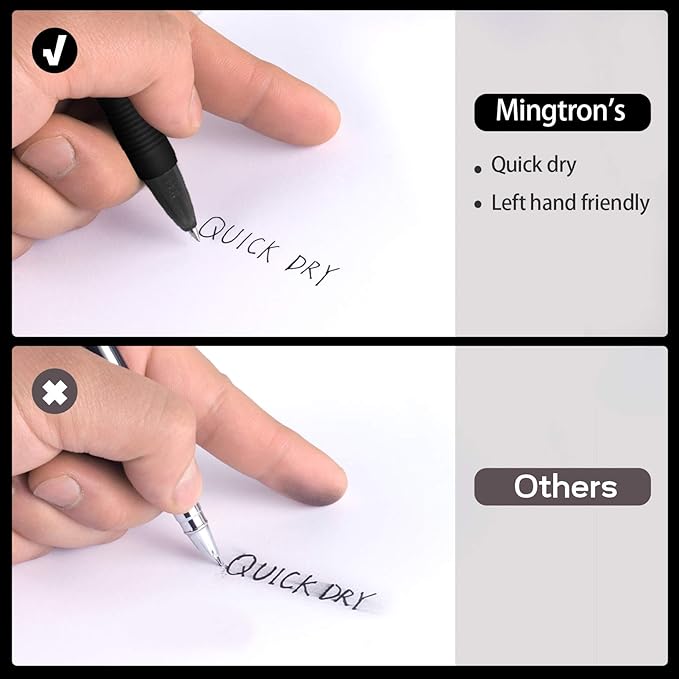 30 Pack Black Fine Point Gel Pens, No Smudge, Retractable, 0.5MM, Black Ink