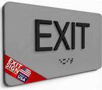 ADA Compliant Sign with Braille (6" x 3", Exit, Pearl Grey)