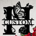 Personalized Custom Letter Name metal Signs,Custom Black Letter Monogram Wall Art Decor,Metal Signs Plaques Outdoor wall Decorative Signage (H)