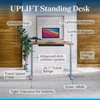 UPLIFTDESK V3 2-Leg Ash Gray Laminate Wood Standing Desk – Adjustable Height, Advanced 1-Touch Memory Keypad, Under Desk Cable Management, Wire Grommets & Rocker Board (Black -Frame, 72 x 30 inch)